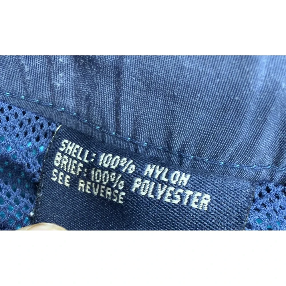 Vtg 90s Polo Sport Flag Ralph Lauren Swim Trunks Shorts Light Blue Baggy Nylon